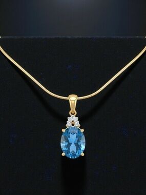 London Blue Topaz Pendant with Diamonds